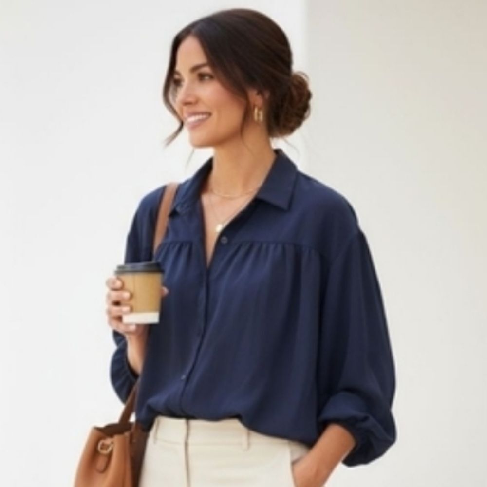 Worthington Black Button-Up Blouse